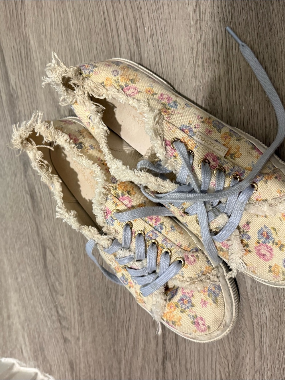 LoveShackFancy Floral Canvas Sneakers - Cream, Pink, Yellow, Light Blue